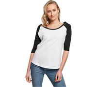 Build Your Brand Women's Ladies 3/4 Contrast Raglan Tee T-Shirt, Grey/black, X-Large