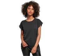 Build Your Brand Women's Ladies Acid Washed Extended Shoulder Tee T-Shirt, Black, M