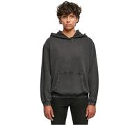 Build Your Brand Women's Ladies Acid Washed Oversize Hoody Hooded Sweatshirt, Black, L