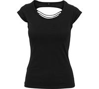 Build Your Brand Women's Ladies Back Cut Tee T Shirt, Black, S UK