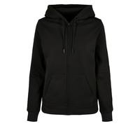 Build Your Brand Women's Ladies Basic Zip Hoody Hooded Sweatshirt, Black, L
