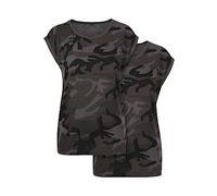 Build your Brand Women's Ladies Extended Shoulder Tee 2-Pack T-Shirt, Dark camo, M
