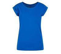 Build your Brand Women's Ladies Extended Shoulder Tee, Bright Blue, 5XL