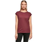 Build Your Brand Women's Extended Shoulder Tee, Cherry, S