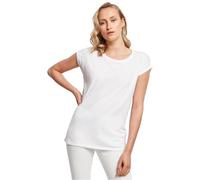 Build Your Brand Women's Ladies Extended Shoulder Tee T-Shirt, White, 3XL