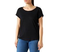 Build Your Brand Women's Ladies Long Slub Tee T-Shirt, Black, L