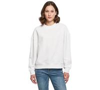 Build your Brand Women's Ladies Oversized Crewneck Sweatshirt, White, XS