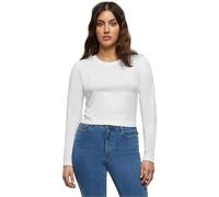 Build your Brand Women's Ladies Short Longsleeve T-Shirt, White, S