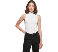 Build Your Brand Women's Ladies Sleeveless Turtleneck Body T-Shirt, White, XL