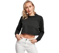 Build Your Brand Women's Ladies Terry Cropped Crew Jumper Sweater, Black, XL