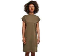 Build your Brand Women's Ladies Turtle Extended Shoulder Dress Dress, Olive, S