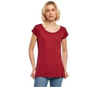 Build Your Brand Women's Ladies Wide Neck tee T-Shirt, Burgundy, M