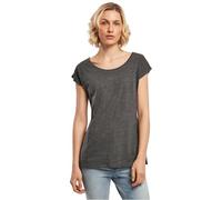 Build Your Brand Women's Ladies Wide Neck tee T-Shirt, Charcoal, M