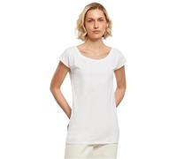 Build Your Brand Women's Ladies Wide Neck tee T-Shirt, White, M