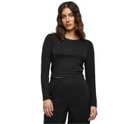Build your Brand Women's Ladies Short Longsleeve T-Shirt, Black, L