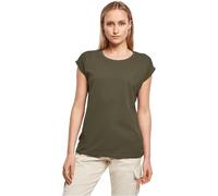 Build Your Brand Women's T-Shirt Ladies Extended Shoulder Tee Long Cut T-Shirt for Women Cotton