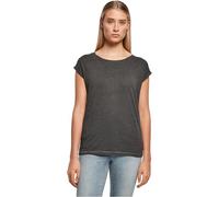Build Your Brand Women's T-Shirt Ladies Extended Shoulder Tee Long Cut T-Shirt for Women Cotton Charcoal XS
