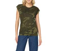 Build Your Brand Women's By112-ladies Extended Shoulder Tee T-Shirt, Olive (Olive camo), Large