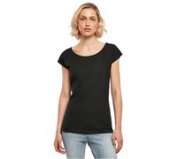 Build Your Brand Women's Ladies Wide Neck tee T-Shirt, Black, S