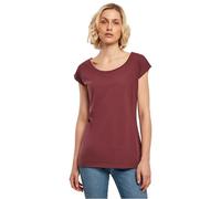 Build Your Brand Women's Ladies Wide Neck tee T-Shirt, Cherry, XXL