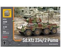Buildarmy WW2 German Sd. Kfz. 234/2 Puma Building Block Set, 508 Pieces, 1:33 Scale, 17.9 cm Length