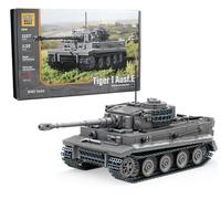 Buildarmy WW2 Tiger1 Tank Ausf.E Grey Brick Model Building Block 1157pcs