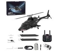 BuildCubes 1/34 AW-911 RC Helicopter with GPS Positioning, 2.4G 9CH Flybarless 6G/3D Stunt Remote Control Helicopter Military Aircraft Model, Toy Gift for Adults -RTF