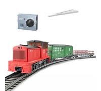 BuildCubes 1/87 HO Scale DDT Combustion Engine Steam Locomotive Model, Steam Locomotive Railway Model Set Model Railway Steam Train with Track Wagons, Gift Decor for Adults