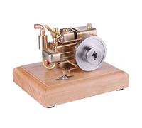 BuildCubes Combustion Engine Model Building, Mini Engine Kit 1.6 cc Water-Cooled Four Stroke Engine Kit Petrol Engine Model with Wooden Base, Motor Engine Kit Gifts for Adults