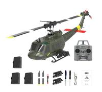 BuildCubes UH-1 RC Helicopter for Adults, 1/48 C032 RC Helicopter, 2.4G 6CH Flybarless Stunt RC Military Helicopter, Optical Flow Positioning Reverse Flight, Gift -RTF