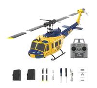 BuildCubes UH-1 RC Helicopter for Adults, 1/48 Scale, 2.4G 6CH Flybarless Stunt RC Military Helicopter, Optical Flow Positioning, Reverse Flight, Gift - RTF