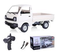 BuildCubes WPL D12 Mini RC Truck - 1/10 Scale Drift Car With Cargo and Pickup Van Design - Toy Gift for Adults - RTR
