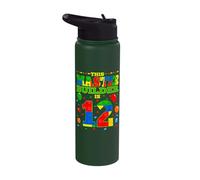 Builder 12 Year Old Log Cabin Boy 12th Birthday Stainless Steel Insulated Water Bottle