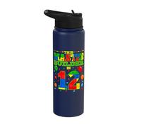 Builder 12 Year Old Log Cabin Boy 12th Birthday Stainless Steel Insulated Water Bottle