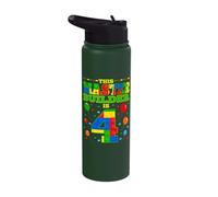 Builder, 4 Year Old Log House, 4th Birthday, Boy Stainless Steel Insulated Water Bottle