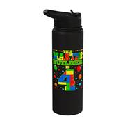 Builder, 4 Year Old Log House, 4th Birthday, Boy Stainless Steel Insulated Water Bottle