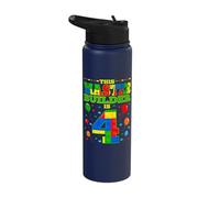 Builder, 4 Year Old Log House, 4th Birthday, Boy Stainless Steel Insulated Water Bottle