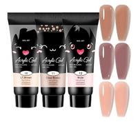 Builder Gel Nail Extension Kit, 3 x 15 g, Brown And Nude Pink Shades | UV Or Lamp Curing, No Paper Forms Required, For Home Manicures And Nail Studios, Shaping, Overlays And Raised Nail Art