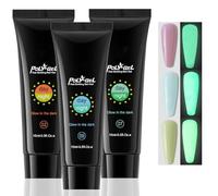 Builder Gel Nail Set, 3 Pastel Colours, Green Glow, 15 ml Tubes, 3-Pack