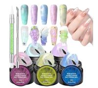 Builder Gel Nails Mother of Pearl Set of 5 - Nail Building Gel Solid Non-Adhesive UV Activated Building Gel Extension Manicure Base Acrylic Alternative 5 g x 5, Beginners Home Nail Studio Women Beauty