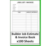 Builder Job Estimate & Invoice Receipt Pad: Book of x100 Double Sided Jobs Sheets