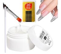 Builder Nail Gel Kit | with Brush Clear Glue - Nail Extension Gel Set with Paper,For Women Home Studio Daily Party Occasion