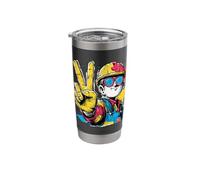 Builder Peace Sign Retro Pop Worker Character Graphic Work Stainless Steel Insulated Tumbler