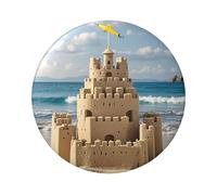 Building A Sandcastle Button Pins 1 Pc, 2.4 Inch Round Button Badges Metal Personalized Picture Photo Pin Buttons Kit For Craft Supplies Christmas Diy Party Projects