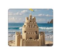 Building A Sandcastle Gaming Mouse Pad 10x12in, Cute Mouse Mat with Stitched Edges Non-Slip Waterproof Desk Pad Small Mousemat for Keyboard Home Office Gaming Work