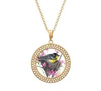 Building A Tropical Home Necklace For Women Charm Circle Pendant with Crystals Dainty Jewelry