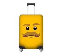 Building Block Face Brick Luggage Cover | Choose from 5 Fun Faces | Custom Background Colour | Suitcase Protector Sleeve | Travel Gift for Building Block Toy Fans, Gamers & Colour Lovers