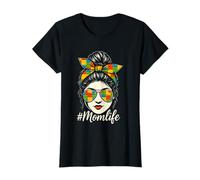 Building Block Messy Bun Mom Life Master Builder Mothers Day T-Shirt