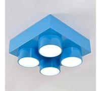 Building Block Playroom Ceiling Light, Metallic Childrens LED Flush Mount Fixture Modern Creative Ceiling Lamp Pendant Lighting for Children's Room Kids Bedroom Kindergarten 15.8" ( Color : Blue )