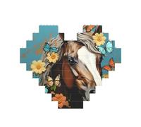 Building Block Puzzle A Horse with Flowers and Butterflies Personalized Brick Block Puzzles for Adults Building Bricks Jigsaw 3D Heart Blocks Puzzle Bricks Novelty Brick Jigsaw for Home Decor Gift